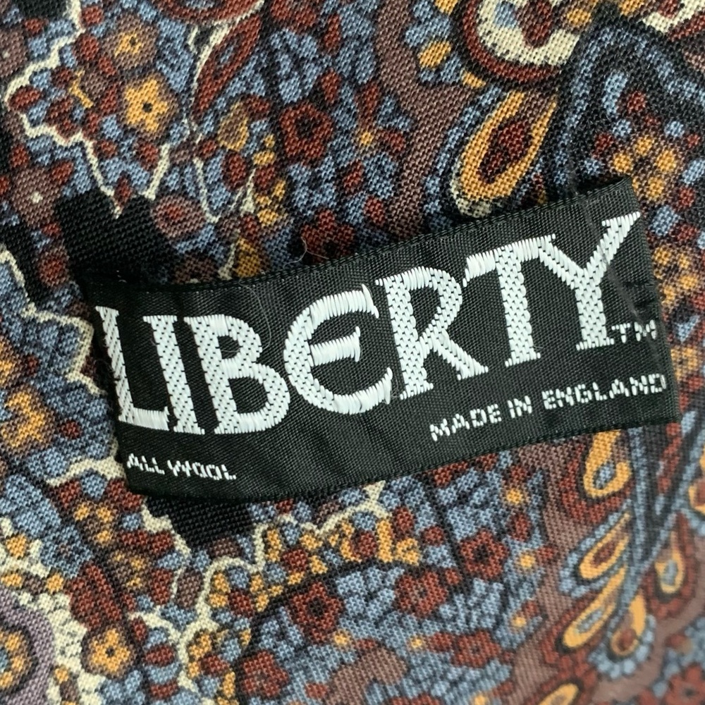 Liberty Vintage XL Brown Paisley Print Wool Wrap Scarf - Picture 10 of 10